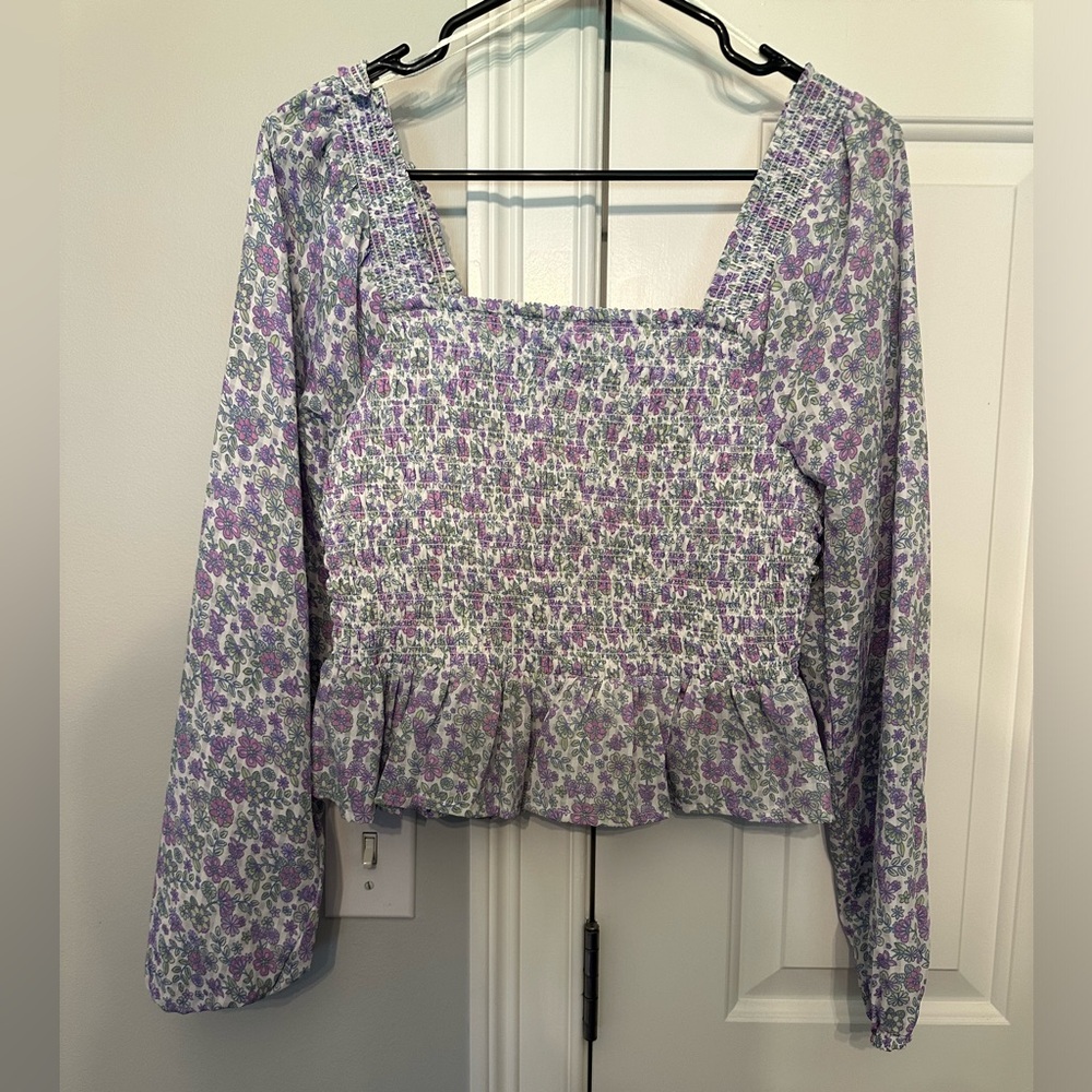 Floral Summer Scrunch Blouse, WORN ONCE